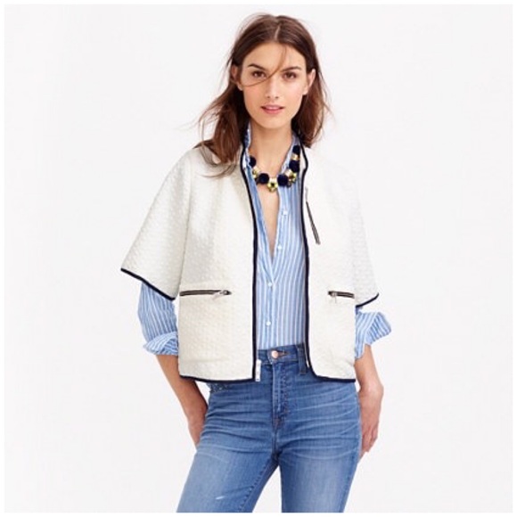 J. Crew Jackets & Blazers - J. Crew cropped matelasse jacket white large
